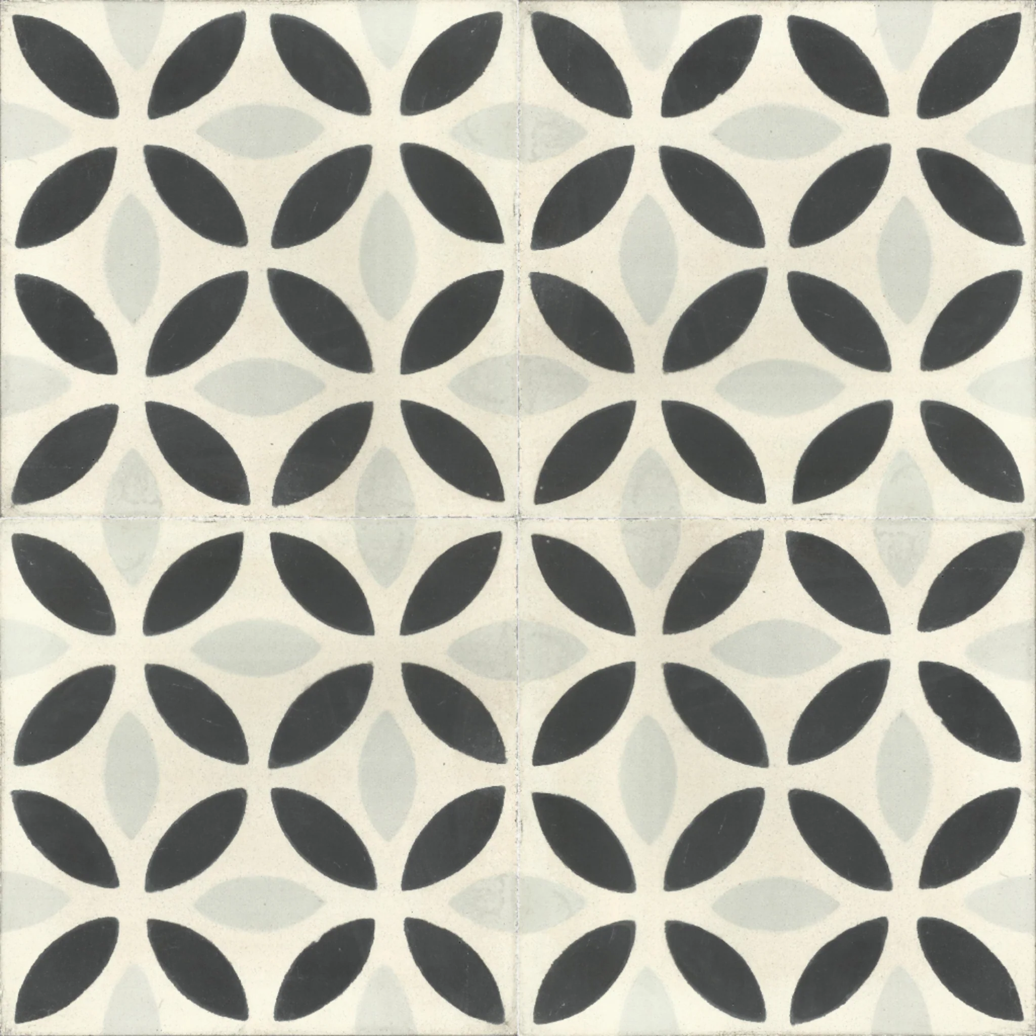 Andalou Petal — Charcoal — 2×2 pattern repeat