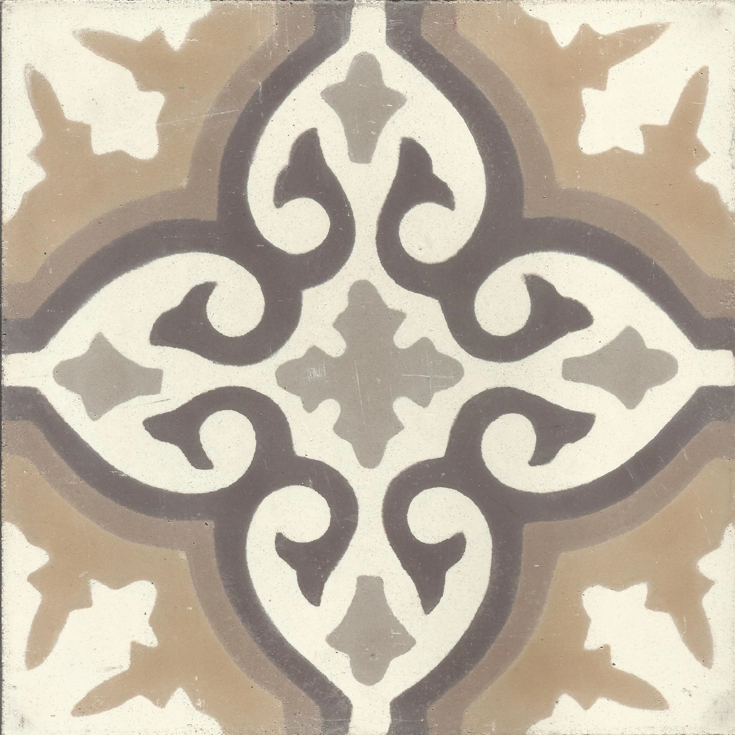 Hammam Cross — Sand — Handmade Moroccan Cement Tile