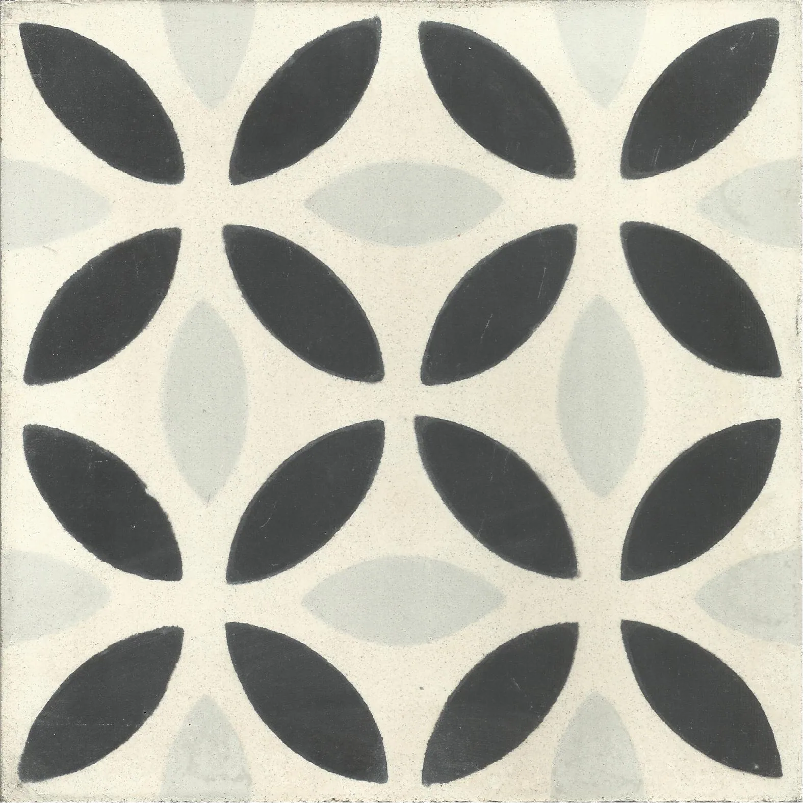 Andalou Petal — Charcoal — Handmade Moroccan Cement Tile