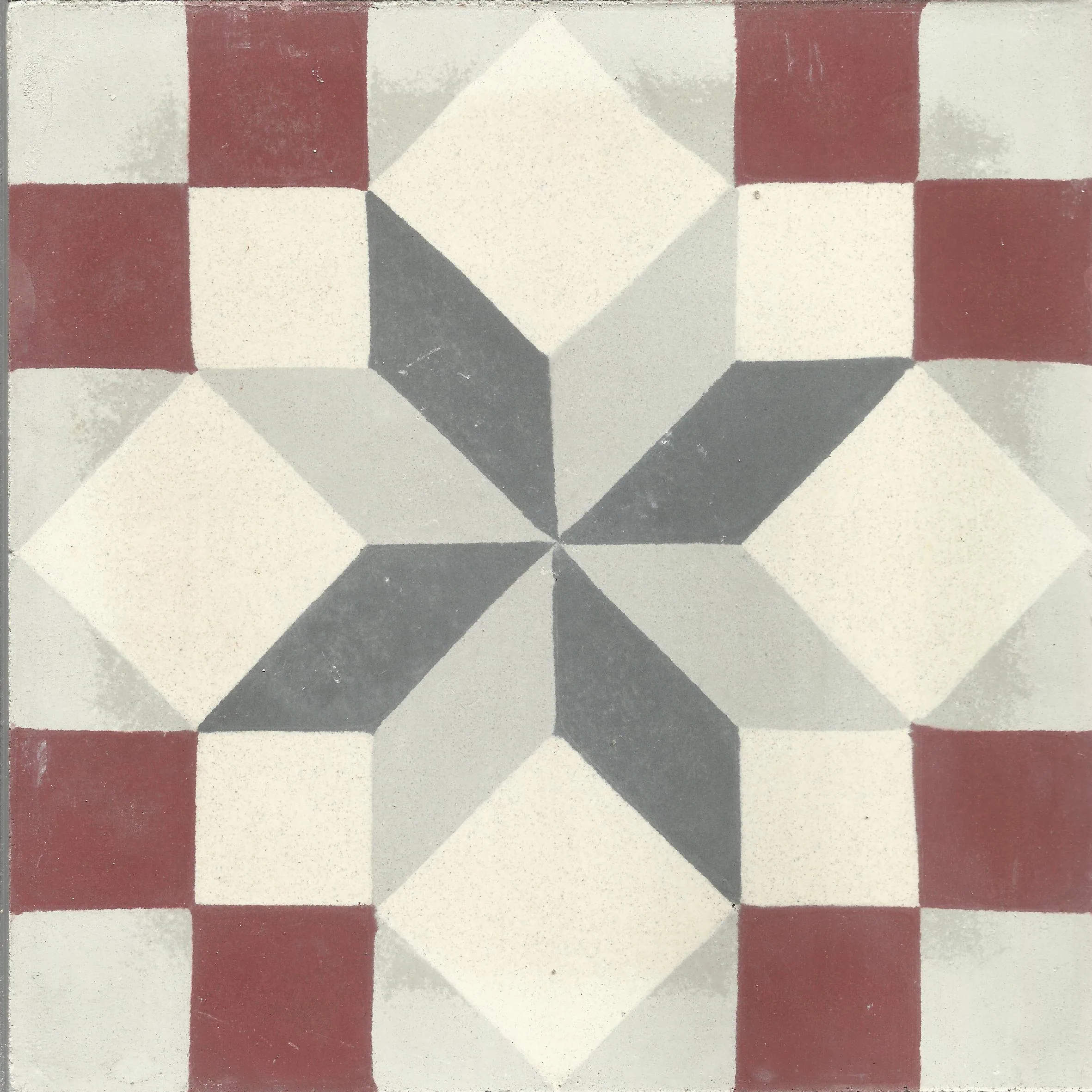 Taza Checker — Charcoal — Handmade Moroccan Cement Tile