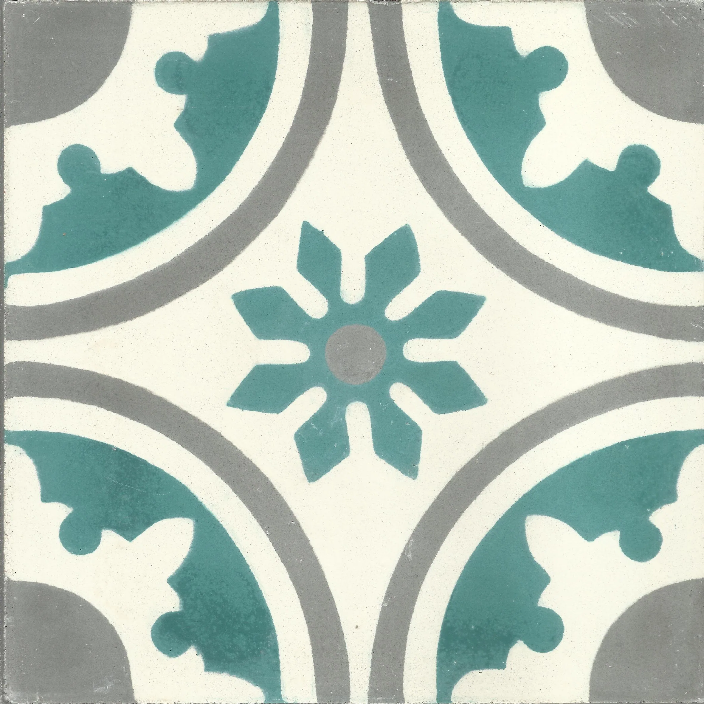 Kasbah Wheel — Sage — Handmade Moroccan Cement Tile