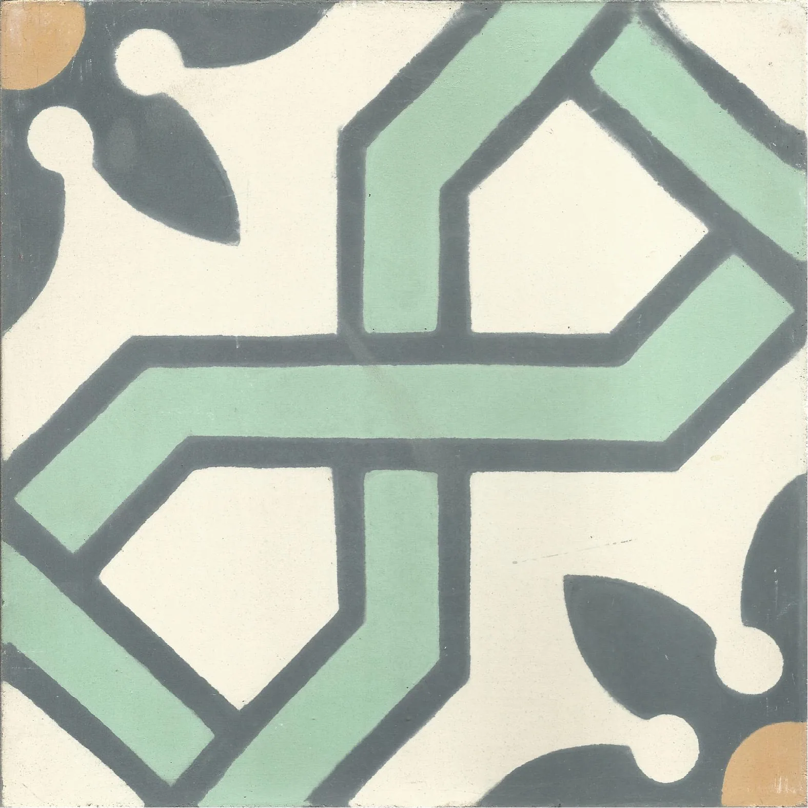 Ben Guerir Star — Ivory — Handmade Moroccan Cement Tile