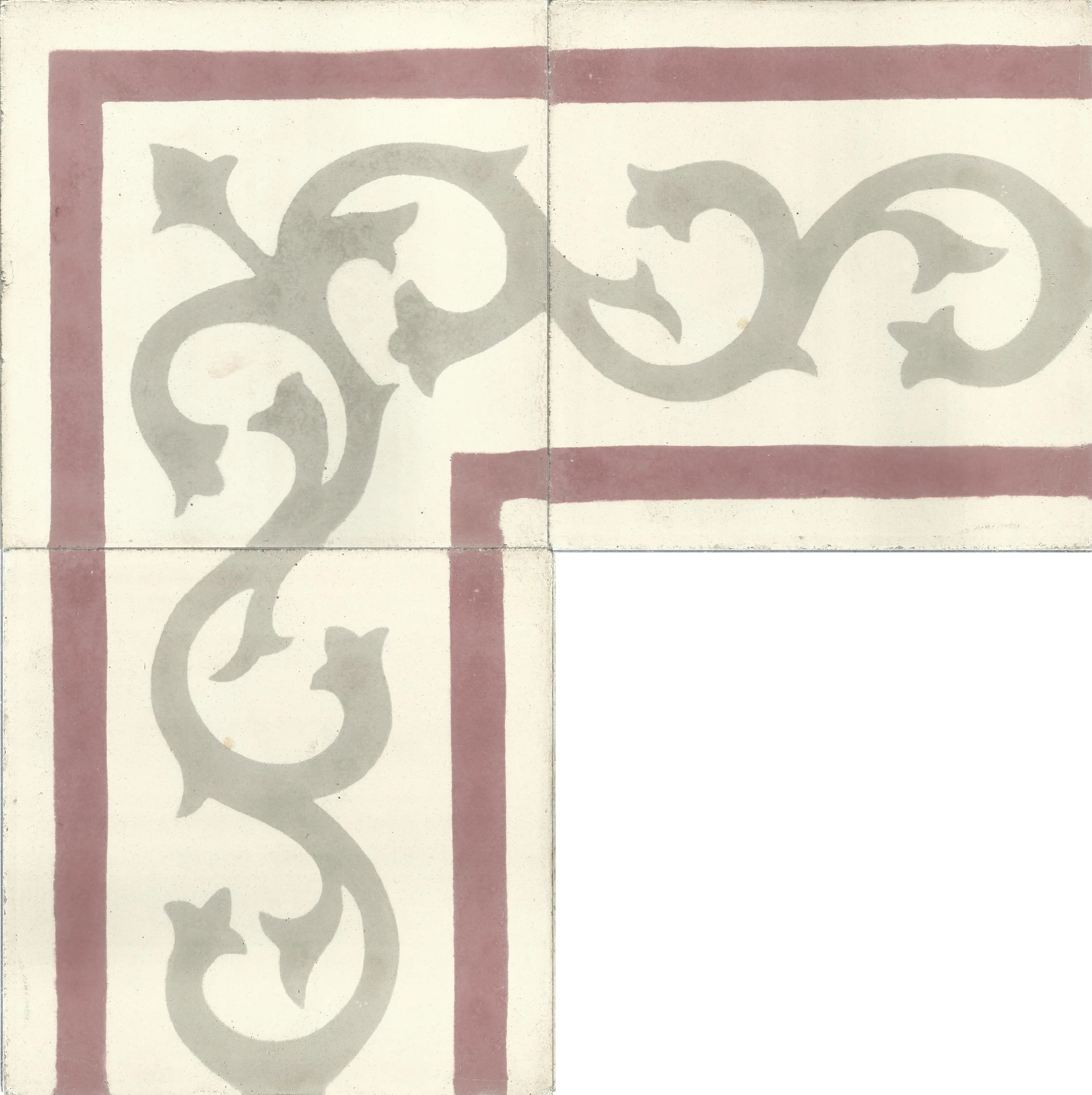 Andalou Scroll — Dusty Rose — Handmade Moroccan Cement Tile