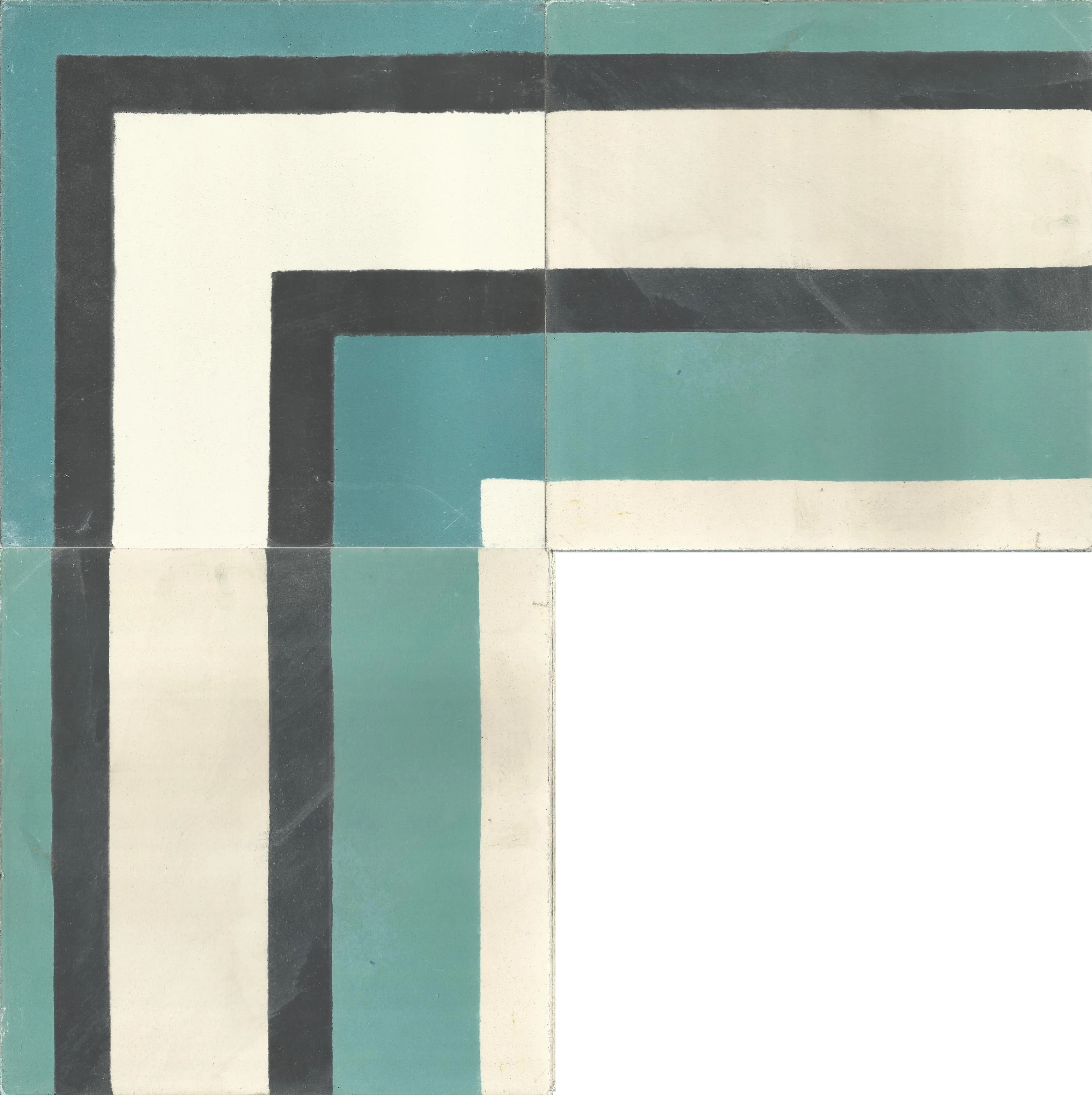Atlas Concentric — Teal Charcoal — Handmade Moroccan Cement Tile