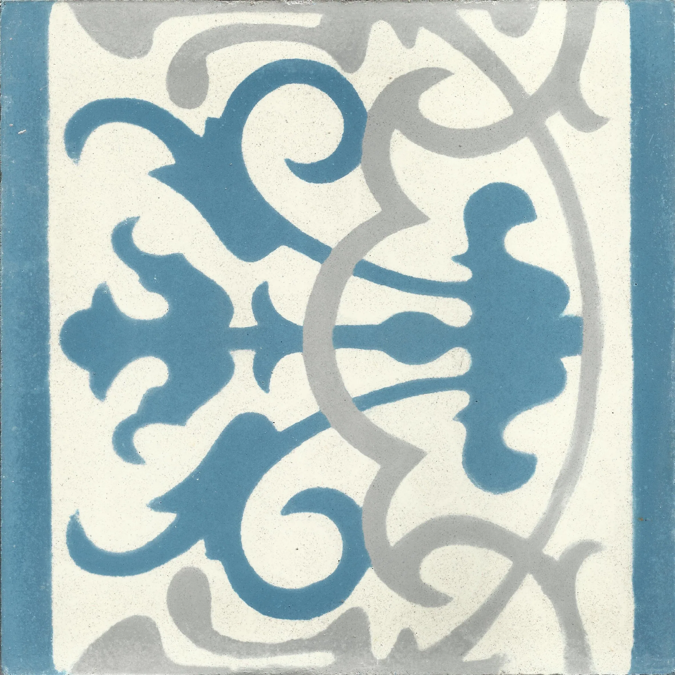 Mellah Arabesque — Blue Grey — Handmade Moroccan Cement Tile