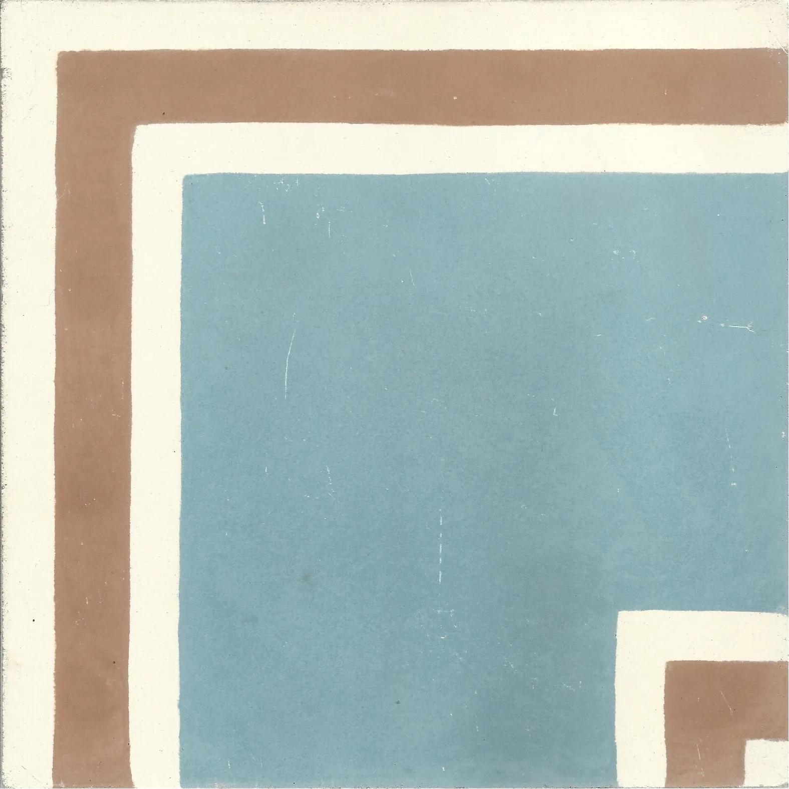 Sahara Stripe — Terracotta Ivory — Handmade Moroccan Cement Tile
