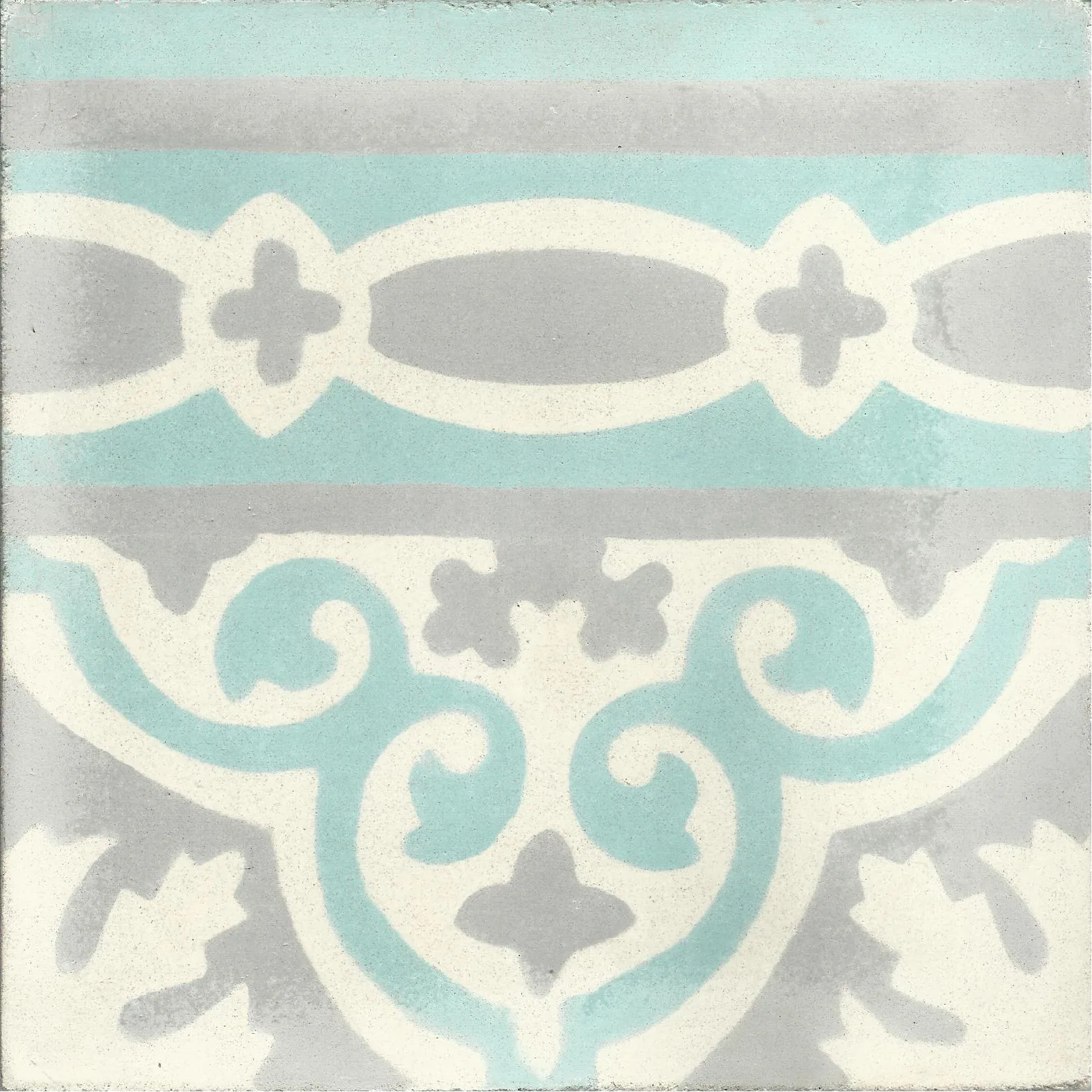 Volubilis Geometric — Navy Ivory — Handmade Moroccan Cement Tile