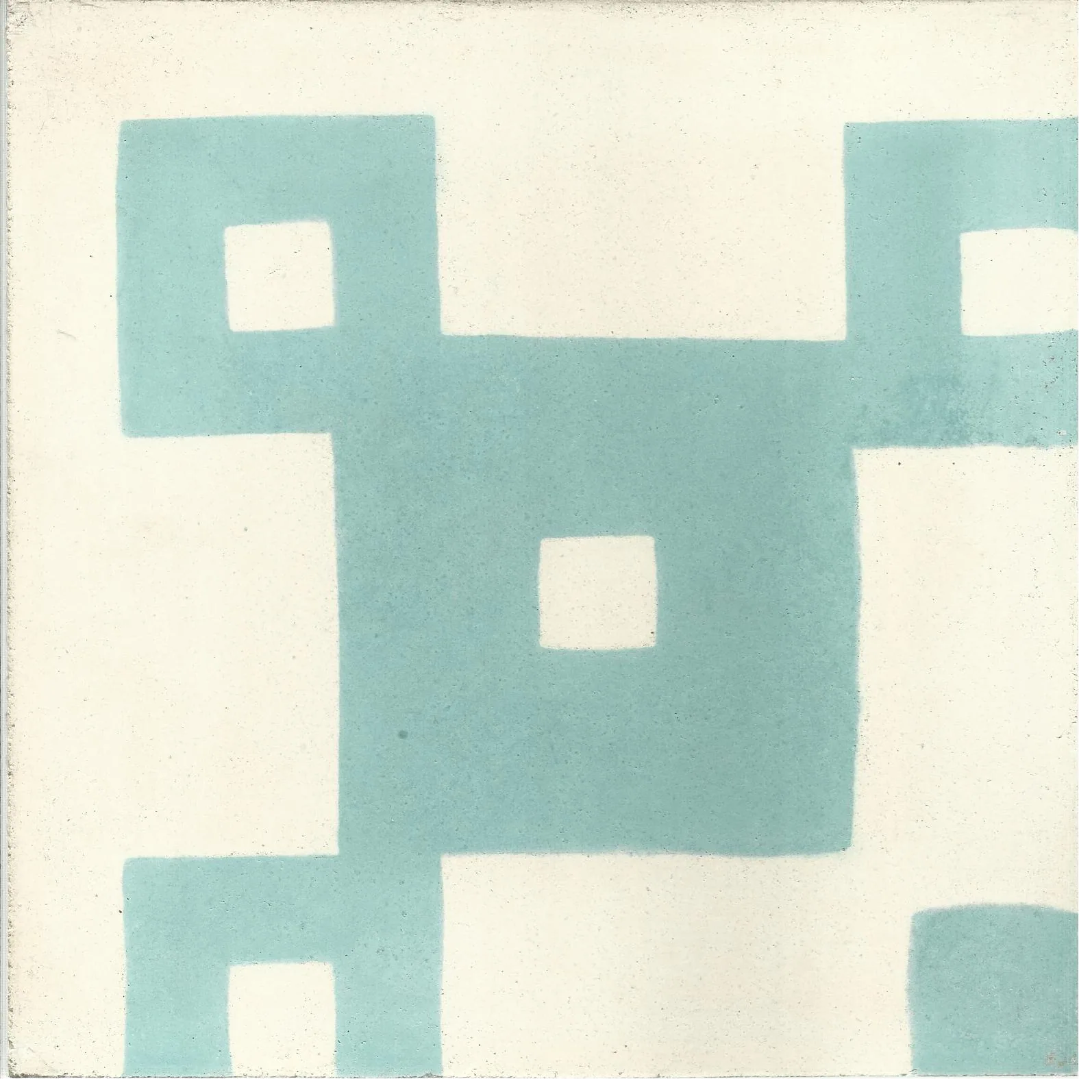 Ziz Square — Teal Ivory — Handmade Moroccan Cement Tile